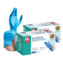 London Labs NITRILE 4 Mil Thick Gloves Disposable-Latex-Free & Powder-Free (200 Count, Large, Blue)