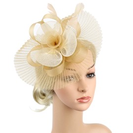Tea Party Fascinators Hat Flower Feather Cocktail Headwear Fascinators Party Prom Elegant Opera Headband with Clip Veil