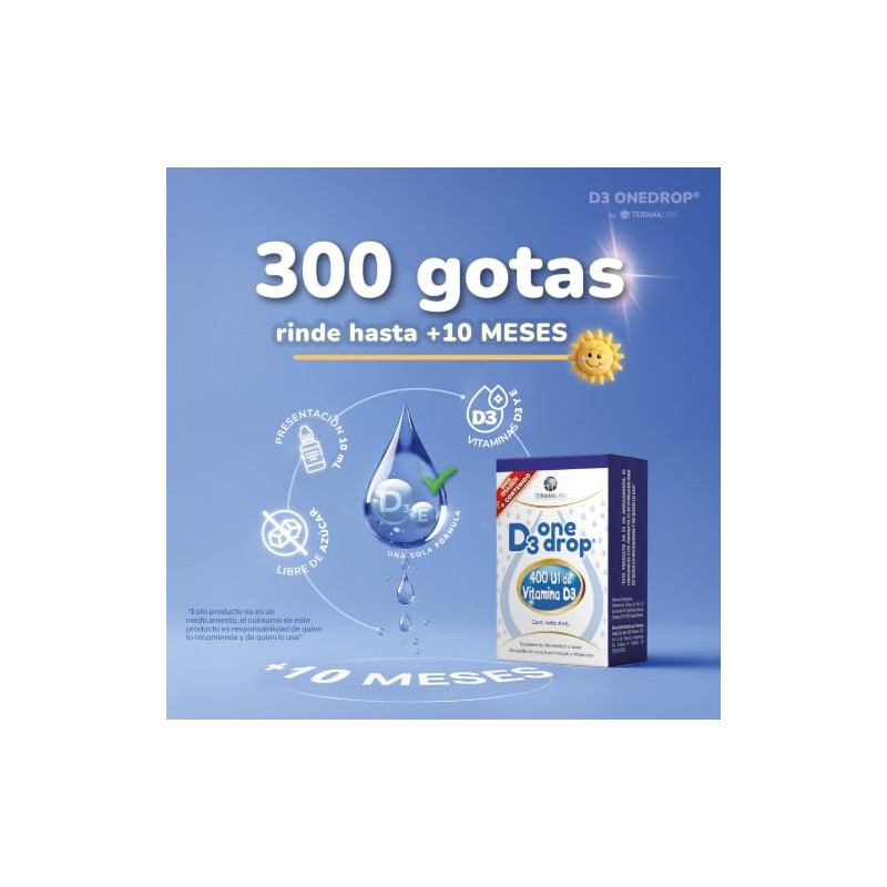Vitamina D3 ONEDROP frasco con 10 mL, 400 UI