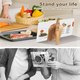 Recipe Book Stand Holder, Cookbook Stands for Kithchen, Wooden Cook Book Display Stand - 8.9 * 14.5IN