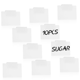 10 Pcs Labels for Baskets, White Premium Bin Basket Labels Plastic Basket Labels Clip On, Removable Clip On Labels Writable Erasable for Storage Bins Fabric Organization Box