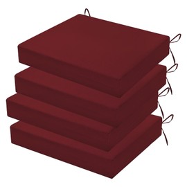 HOMELYSIAN Outdoor Chair Cushions Set of 4, 18.5 x 16 Inch Patio Chair Cushions for Outdoor Furniture, Water Resistant, Non-Slip Ties(Dark Red)