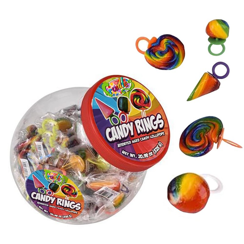 Fruidles Crazy Fruit Candy Rings, Assorted Hard Candy Lollipops, Individually