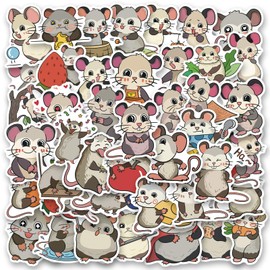 50 PCS Cute Opossum Stickers,Animal Aesthetic Vinyl Waterproof Stickers for Water Bottle Laptop Luggage Helmet Skateboard Snowboard Guitar Scrapbook Phone Gifts for Teens Girls