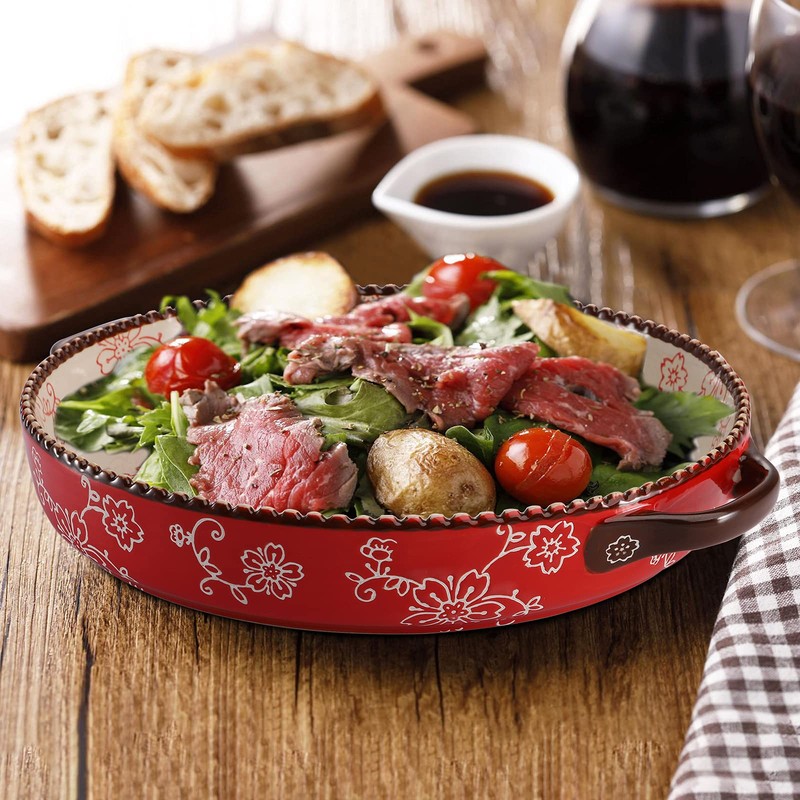 AVLA 2 Pack Ceramic Pie Pan, 9 Inch Round Baking