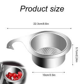 LERANXIN Stainless Steel Swan Sink Strainer Silver Multi-Functional Drain Basket Removable Hanging Filter Basket Fine Filter Holes for Filters Residue Corner Sink as well as Storage and Draining