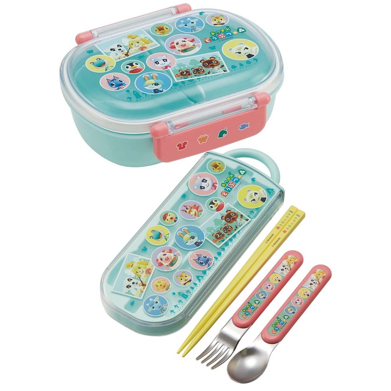 Skater TACC2AG-A Trio Set, Chopsticks, Spoon, Fork, Tumbled Animal Forest