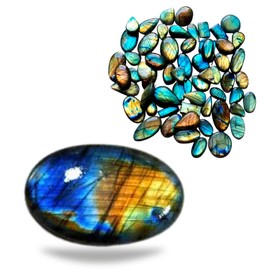 JAI GEMS 10 Pcs Natural Labradorite Cabochons Oval Shapes, 20-30MM | Wire wrapping Stones