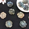Acxico 1 pcs Natural Labradorite Quartz Crystal Flower Skull Carved