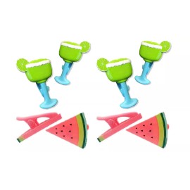 C&H Solutions 4 Set (8 Ct) 2X Lemon Green Cup / 2X Watermelon Beach Towel Clips