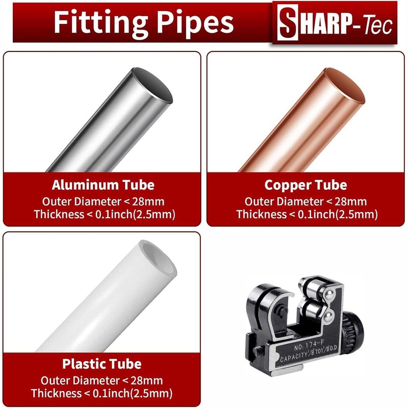 Sharp-tec 3-28mm Pipe Cutter, Adjustable Tube Cutter with Aluminum Alloy