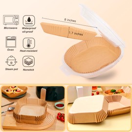 Air Fryer Paper 20C100 Air Fryer Square 100 Units 20-24cm Disposable Baking Molds BPA Free Accessories for Oil-Free Fryer 2 to 8 Liters (20-24CM-Square-100 Unit)