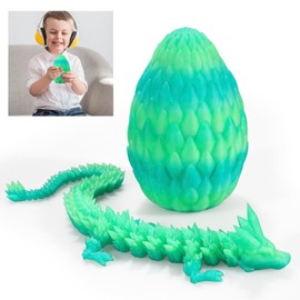 3D Printed DragonEgg, 12Inch Articulated DragonEgg with Dragon Inside, Adults Dragon Fidget Toy, Crystal Dragon Egg for Home Office Car Desk Decor Toys, Gift Given on Birthday. (Crystal Blue)