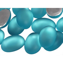 10x8mm Oval Flat Back Frosted Acrylic Cabochons Plastic Rhinestones Gems for Crafts Costume Embelishments Card Making Jewels Jewelry Making Cosplay Jewels - 100 Pieces (Blue Aqua H509)