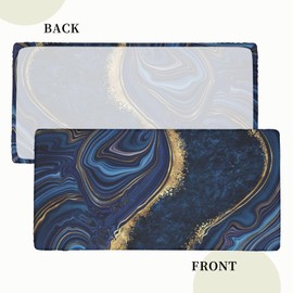 Fiokroo Blue Marble Texture Tablecloth with Elastic Edge for 5ft Rectangle Table, Table Cloth Washable Table Cover for Kitchen Dining Party Outdoor Picnic Decoration, 60" L X 30" W