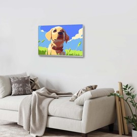 Ginfonr Framed Paint by Numbers Kit for Adults, Dog Acrylic Paint by Numbers on Canvas, Savannah Oil Painting for Beginner with Brushes, Adults Paint-by-Number Kits for Home Wall Decor (8x12inch)