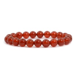 Justinstones Natural Red Agate Carnelian Gemstone 8mm Round Beads Stretch Bracelet 7 Inch Unisex