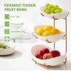 HBlife Fruit Bowl for Kitchen Counter - 3 Tier Ceramic