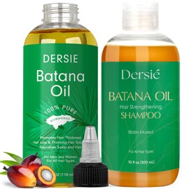 Dersie Batana Oil Hair Care Routine Set – Foundational Oil & Shampoo Steps – 100% Pure & Sourced from Honduras – Nourishes Scalp – For Dry, Damaged, Curly, Coily & Straight Hair