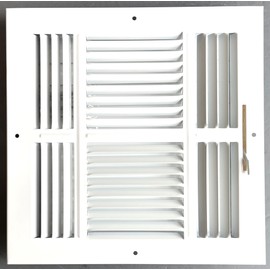 10"x 10" (Duct Opening Size) 4-Way Stamped Face Steel Ceiling/sidewall Air Supply Register - Vent Cover - Actual Outside Dimension 11.75" X 11.75"