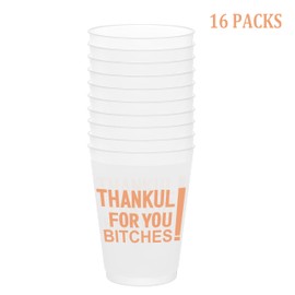 Happy Friendsgiving Cups, Girly Friendsgiving Decorations, Friendsgiving Party Decorations, Friendsgiving Drinking Cups, Thankful for You Cups, Thanksgiving Party Decorations (16 Count,16 Oz.)