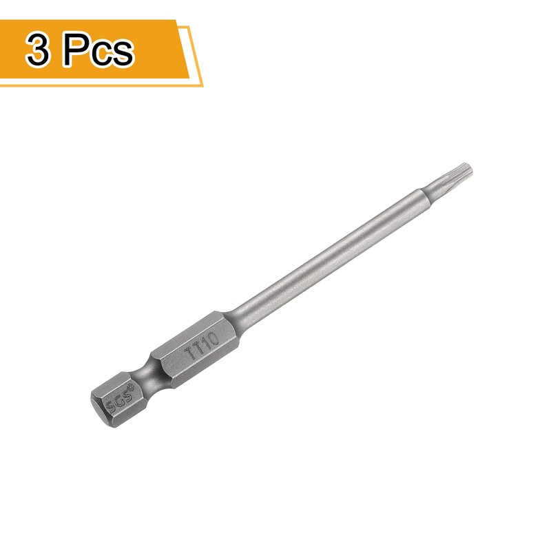 sourcing map 3pcs TT10 Security Torx Head Screwdriver Bit 3.15"