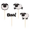 Ercadio 24 Pack Sheep Cupcake toppers Black Glitter Farm Animals