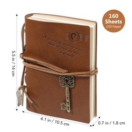 VILLCASE Cuaderno En Clásico Retro Vintage Pu Cubierta Cadena Encuadernado Con Llave Bloc De Notas Diario De Viaje Cuaderno De Bocetos