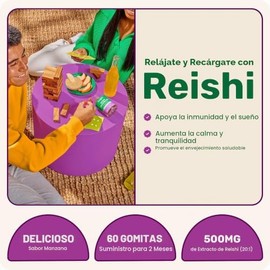 Healthy on the Beach- Gomitas de hongos Fungies Reishi  Deliciosa Manzana  60 Porciones  Gomitas de Champiñones Relajantes para Anuncio