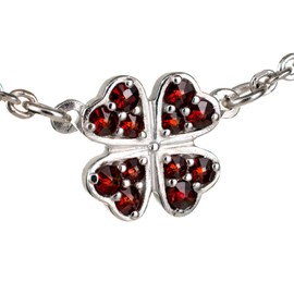 ZIKLARS Bohemian Garnet Four Leaf Clover Necklace