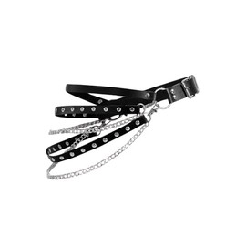 GORGLITTER Women's Gothic Grunge Punk Leather Layered Chain Waist Belt Adjustable Black 12 Months