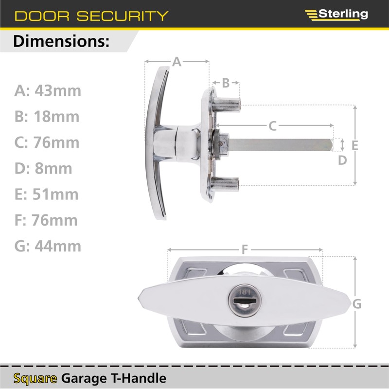 Sterling GT01 Garage T Handle, Silver