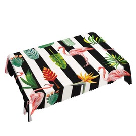 Walmsco Tablecloth Flamingo Palm Leaf Decor For Dining Room Kitchen Rectangular Table Cover 132 * 178cm
