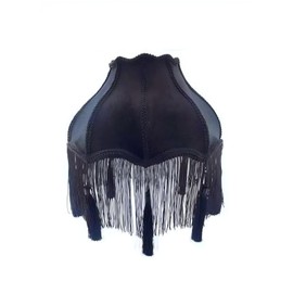 MOLLHAITY Shade with Tassel and Fringe, Victorian Lamp Shade,Black 5.5" Velvet Top Replacement Lamp ，Bell Shape Scallop Lampshades (Black) ((Black)