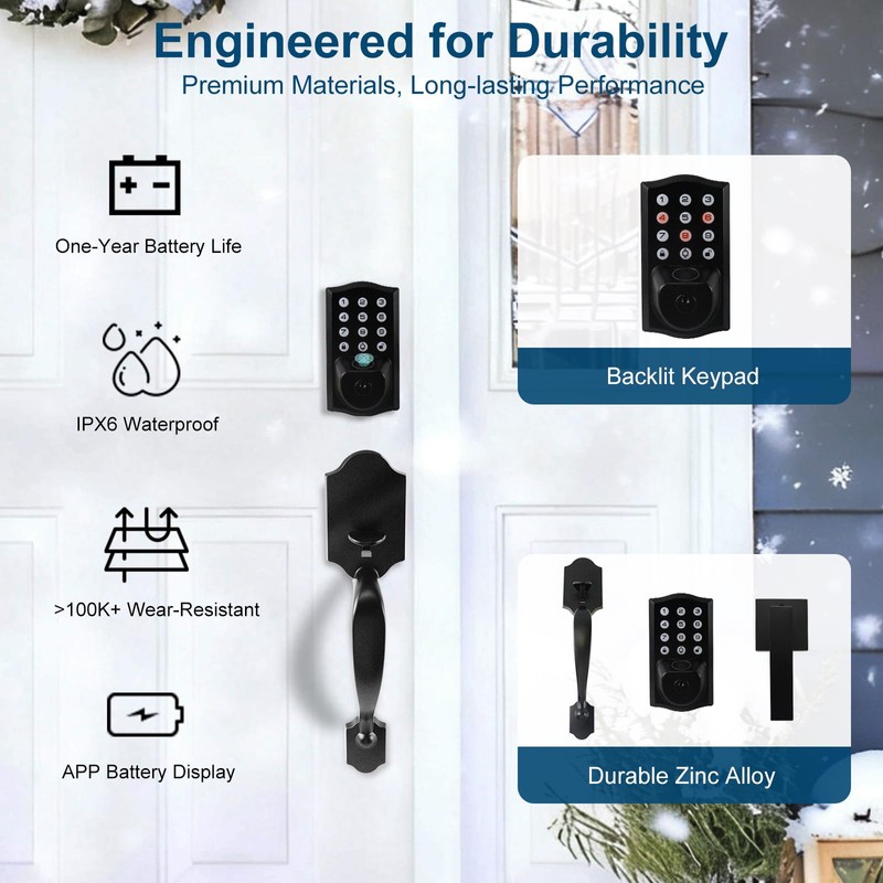 UMIKSMART Smart Keypad Door Lock with Handle, Tuya WiFi App