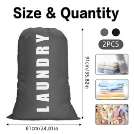 TAIHOBO Pack of 2 Laundry Bags Travel, Waterproof Laundry Bag Travel, 61 x 91 cm Laundry Bag with Drawstring, Portable Oxford Fabric Laundry Bags, Large, Foldable Laundry Bag, Dirty Laundry for
