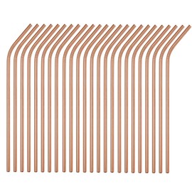 Metal Straws Stainless Steel Straws 50 Pack Bulk 10.5" Reusable Drinking Straws Rose Gold Color All Bent Curved Straws for 20 24 30 OZ Yeti Rtic Tumblers(Rose Gold, 50 piece - 10.5 inch-All Bent)