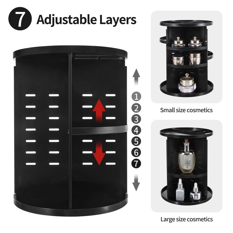 seinlife 360 Rotating Makeup Organizer,DIY Adjustable Spinning Holder,Foldable Cosmetic Storage