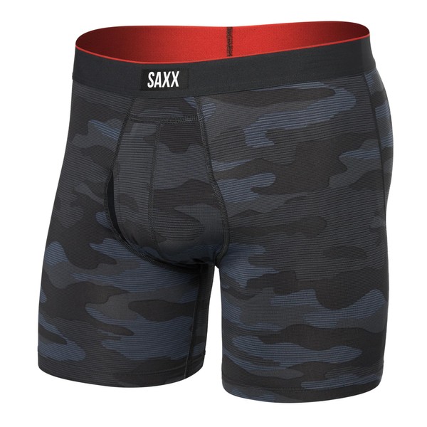 SAXX Underwear Co. Herren-Unterwäsche mit Tasche, Multi-Sport-Netz-Boxershorts, Hosenschlitz, Remote Camo,