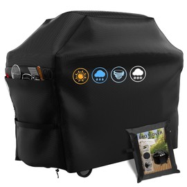 Barbecue Cover Weatherproof 147 x 61 x 117 cm, Grill Cover for Gas Grill, Tear-Resistant & Waterproof with UV Protection, Grill Accessories - Black