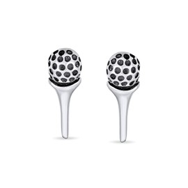 Tiny Tee And Golf Ball Stud Earrings For Golfer Women Oxidized .925 Sterling Silver Golf Sports Jewelry Gifts