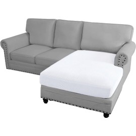 ADPON Sectional Couch Covers Sofa Chaise/Seat Cushion Slipcover L Shape Separate Cushion Couch Chaise Cover for Both Left/Right Sectional Couch (1 Chaise Lounge,White)