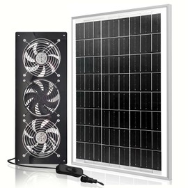 Solar Exhaust Fan,25W Solar Panel with 3PCS Ventilation Fans Kit,Solar Powered Fan for Shed,Chicken Coop,Attic & Greenhouse Intake or Exhaust Air,3500RPM, 15FT Cord,IP67 Waterproof
