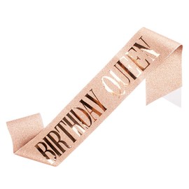 AOPRIE Birthday Crown and Queen Sash - Rose Gold Tiara for Women, Princess Crown With Rhinestone - Happy Birthday Accessories Party Favor