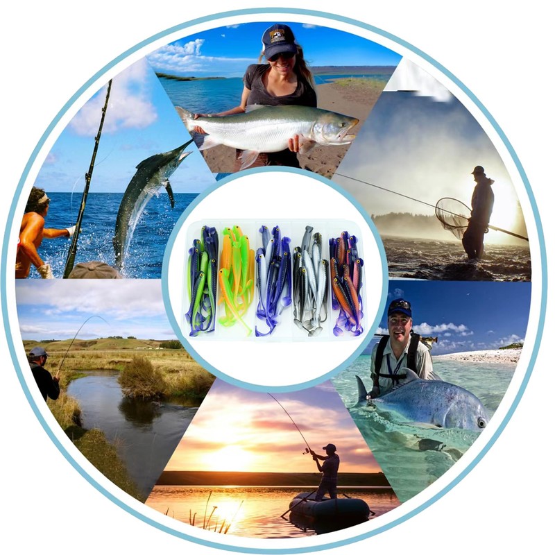 LURESMEOW Fishing Soft Plastic Lures, Paddle Tail Swim Baits for