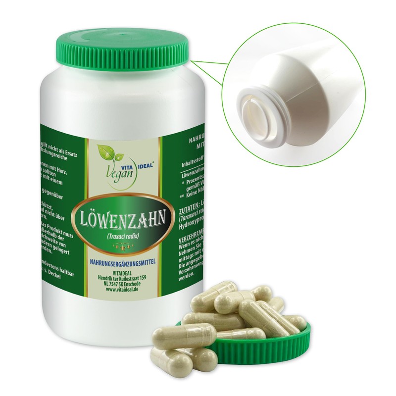 VITAIDEAL VEGAN® Dandelion root (Traxacum officialae) 90 vegetable capsules 550