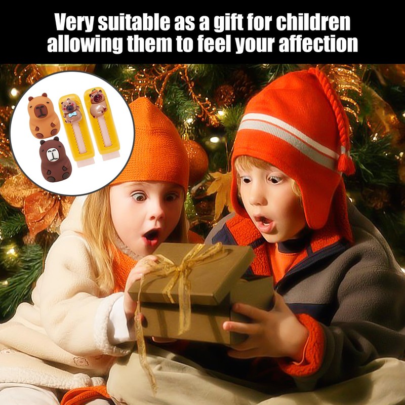 2 Capybara Pencil Sharpener, 2 Push and Pull Eraser, Cute