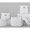 6 Empty White Plastic Cosmetic Containers with Inner Lining and