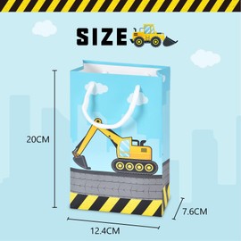 WERNNSAI Construction Party Supplies - 16PCS Dump Truck Party Favor Tote Bags for Boys Candies Treats Toys Gifts Storage Bag Birthday Baby Shower