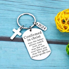 Confirmation Gifts for Teen Girls Boys Bible Stuff Baptism Keychains Religious Gifts for Kids Confirmed in Christ Keychain Bible for Kids Catholic Baptism Gifts for Women Men Christening Gifts